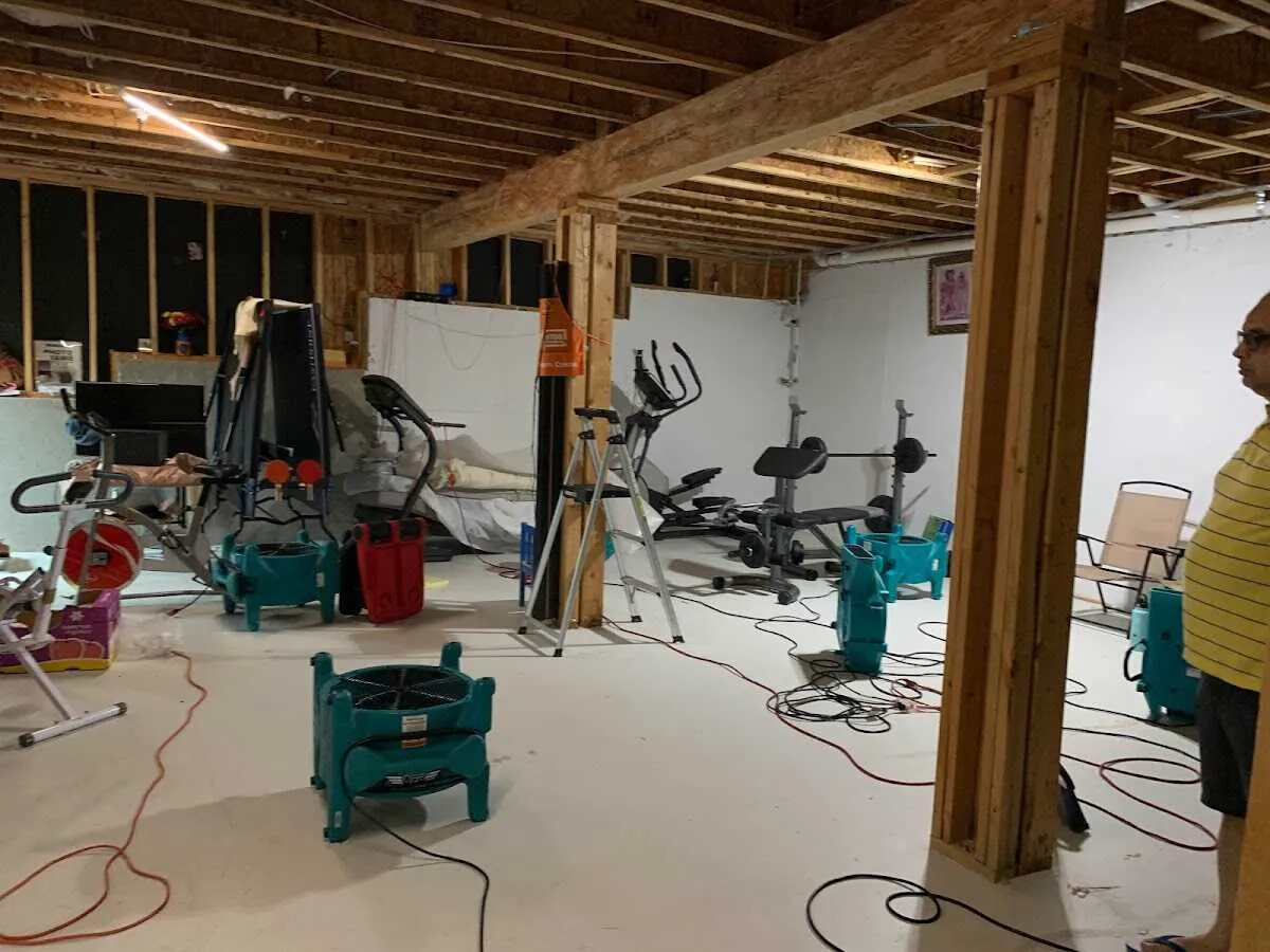 Basement drying equipment setup for Contents Cleaning & Restoration in Allegan